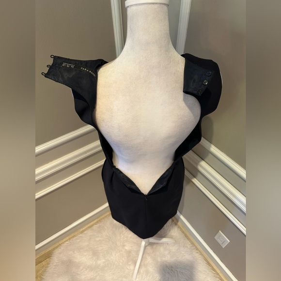 Zara Basic Navy Blue Large Keyhole cocktail dress with pockets - size XS - Picture 14 of 16